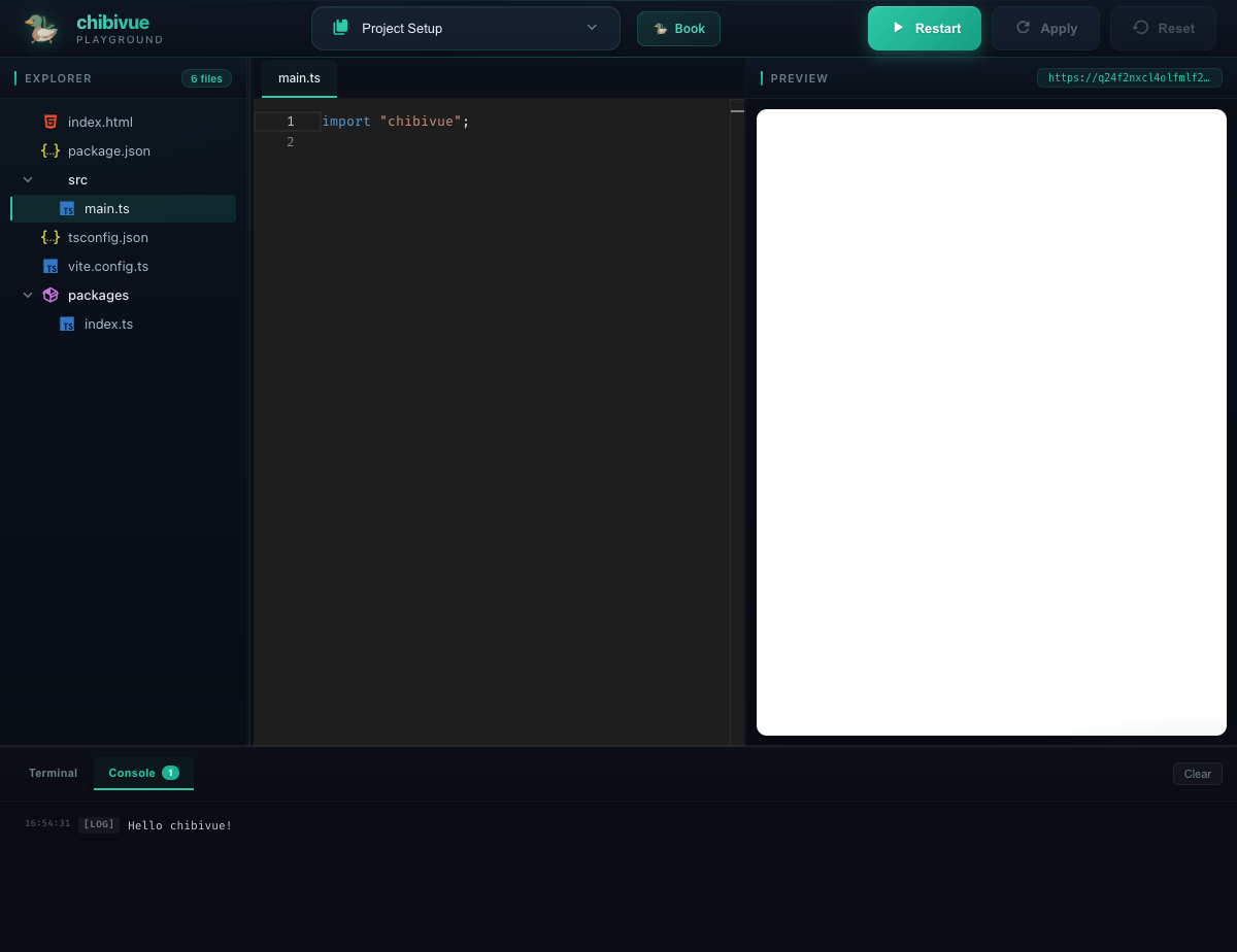 Web Playground console output