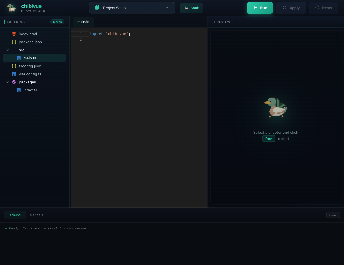 Initial Web Playground screen
