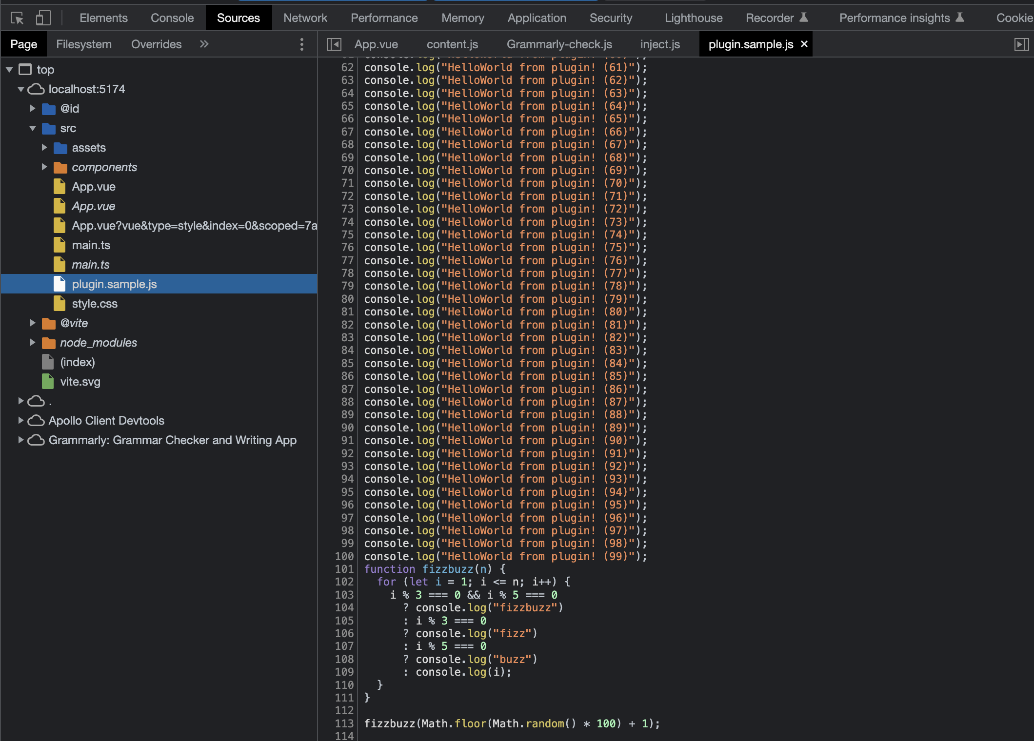 Sample Vite plugin transformed source