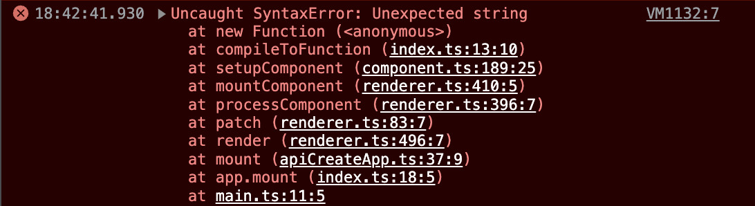 Fragment error result in the browser