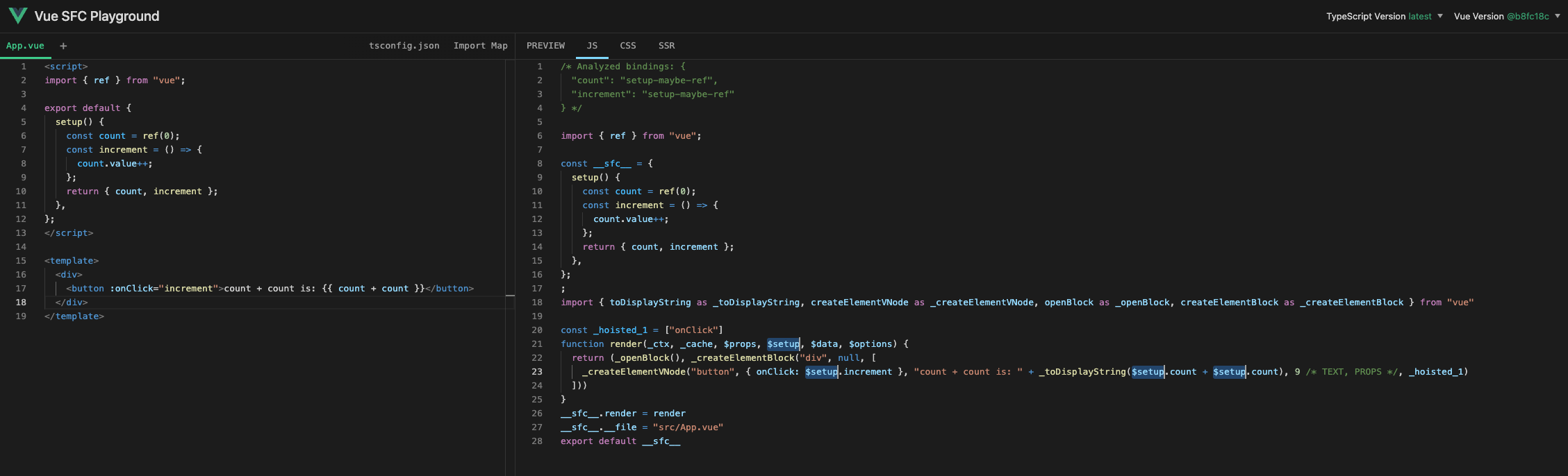 Original resolve bindings output